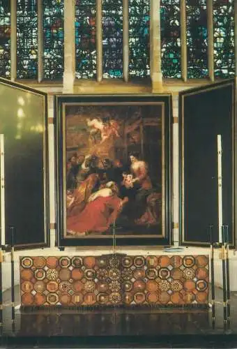 Postcard UK England Cambridge King's College Chapel Ruben's Adoration of the Magi designed by Joyce Conway Evans