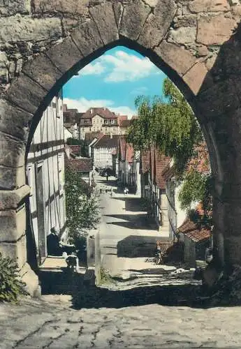 Postcard Germany Grebenstein street view
