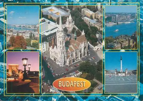 Postcard Hungary Budapest aerial view 1996