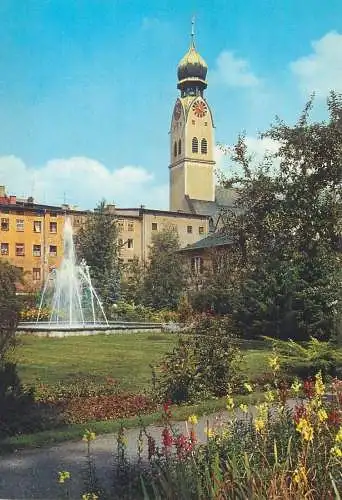 Postcard Germany Rosenheim Riedergarted mit Nikolauskirche