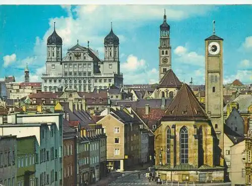 Postcard Germany Augsburg church of James city hall 1982