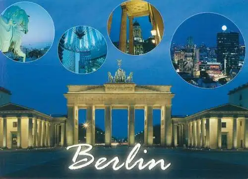 Postcard  Germany Berlin Brandenburger Tor nocturnal view several views