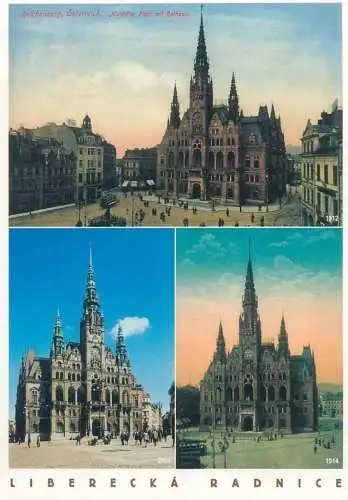 Postcard  Czech Republic Liberec Town Hall multi view