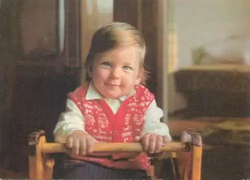 Postcard children types cute little boy smiling