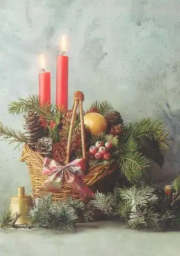Christmas greetings Postcard decorative ornament lit candles