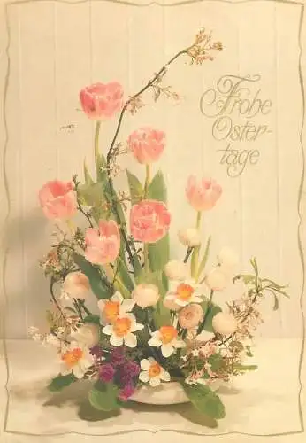 Postcard Easter colourful floral arrangement