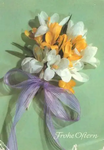Postcard Easter greetings colourful flowers bouquet