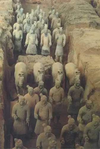 Postcard East Asian Museum Stockholm Earthenware Soldiers lined up in order of battle Qin Shihuangs Lintong Shaanxi