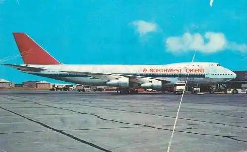 Postcard Minneapolis St Paul International Airport Northwest Orient Airlines Boeing 747