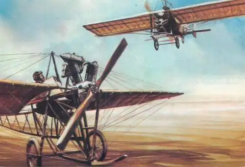 Postcard Janos Adorjan's "Libelle"(above) and Bella Takac's monoplane 1909