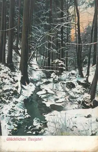 AK Germany Gluckliches Neujahr winter scenery 1906 greetings postcard