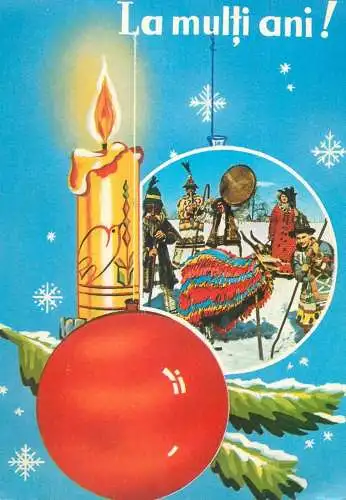 Greetings illustration Postcard Holiday cheer Romanian customs and traditions typical costumes