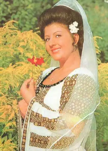 Post card Polina Manoila Romanian Folk music singer wearing traditional costume