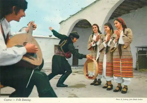 Postcard Cyprus Folklore Flour Sifter's Dance typical traditional costumes