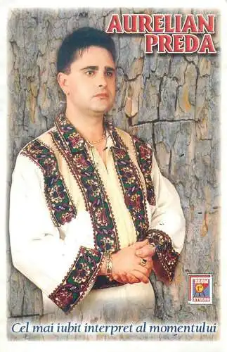 autographed Postcard Aurelian Preda Folklore music Romanian singer in traditional costume
