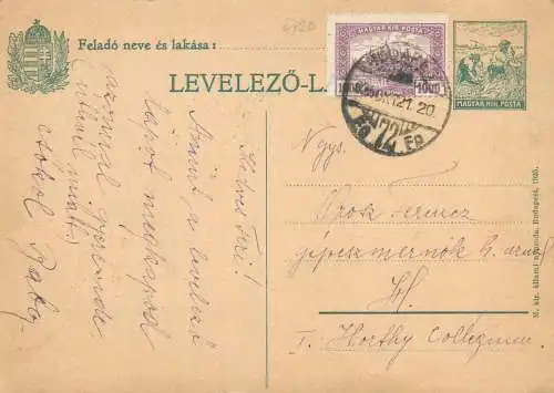 Hungary entier postal postal stationery postcard correspondence 1925