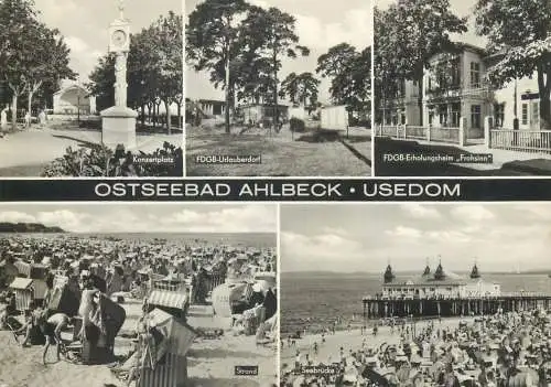 Postcard Germany Ostseebad Ahlbeck Usedom multi view bath scene
