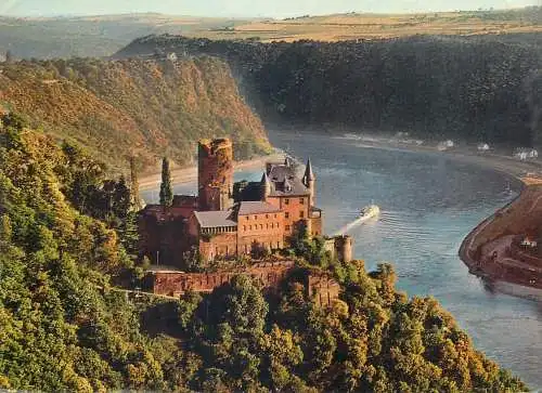 Postcard Germany Burg Katz mit Blick zur Loreley