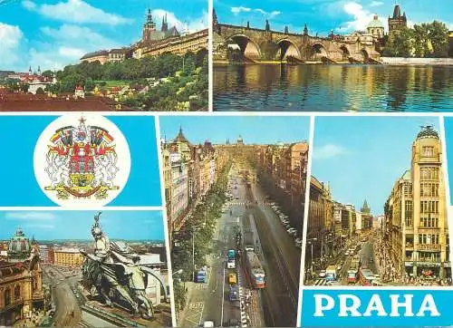 Postcard Czech Republic Prague multi view