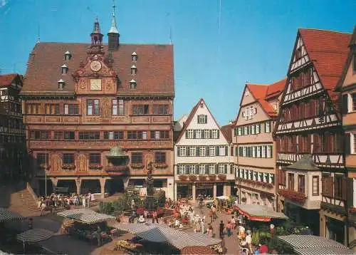 Postcard Germany Tubingen Marktplatz mit Rathaus