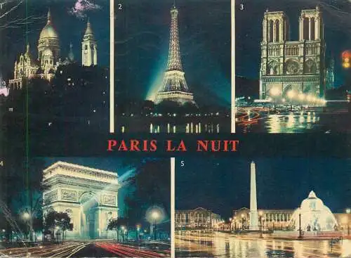 multi view Postcard France Paris nocturnal aspects