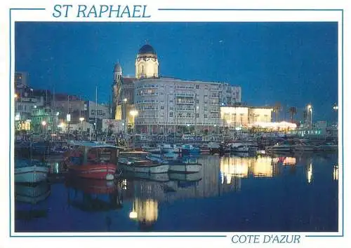 Postcard France Cote d'Azur St Raphael vieux port vue de soir