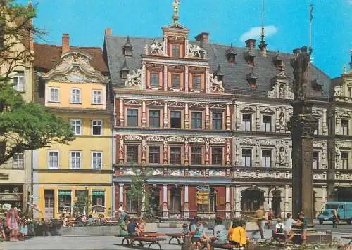 Postcard Germany Erfurt fischmarkt mit Roland 1971