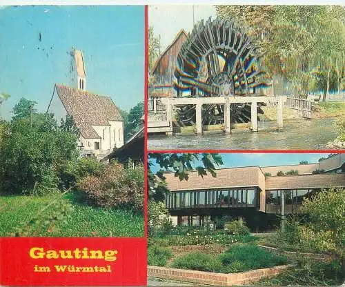 Postcard Germany Gauting im Wurmtal water mill