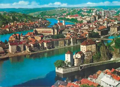 Postcard Germany Passau aerial 1994