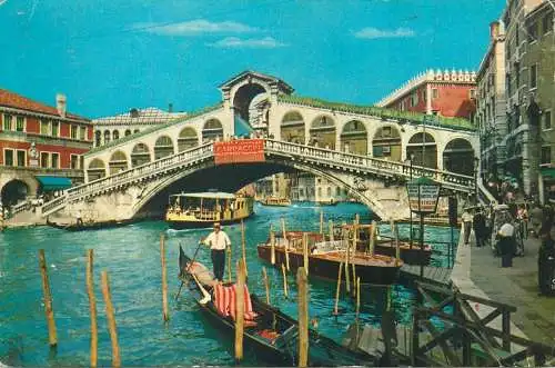 Postcard Italy Venice Rialto bridge 1969