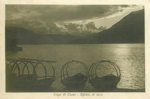 Lago di Como effetto di luce boats cartolina postale Italia