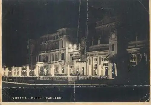 Postcard Italy Abbazia Caffe Quarnero night scene