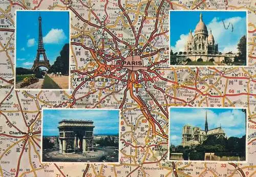 Postcard France Paris La Tour Eiffel le Sacre Coeur 1975
