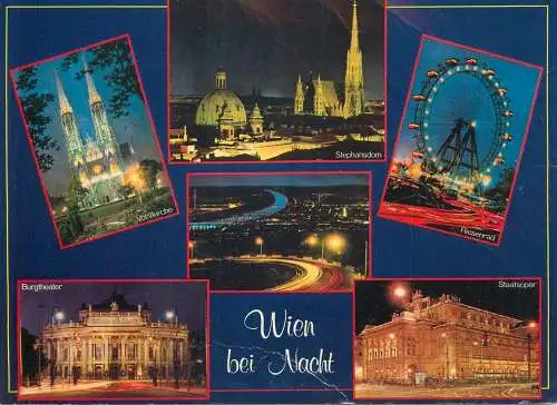 Postcard Austria Wien multi view night