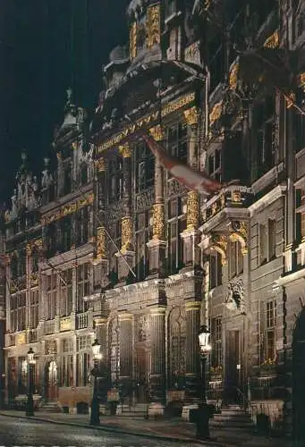 Postcard Bruxelles Market place at night