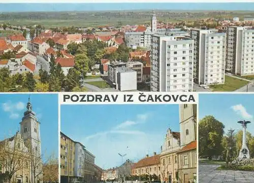 Postcard Croatia Čakovec 1984 multi view