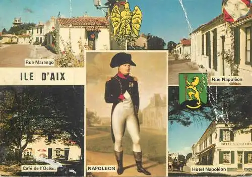 Postcard France Ile d'Aix multi view Napoleon I portrait