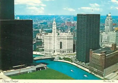 Postcard USA Chicago IL Wrigley Equitable buildings 1973