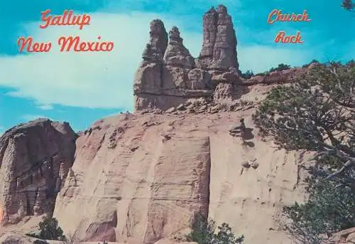 Postcard USA NM New Mexico church rock Gallup
