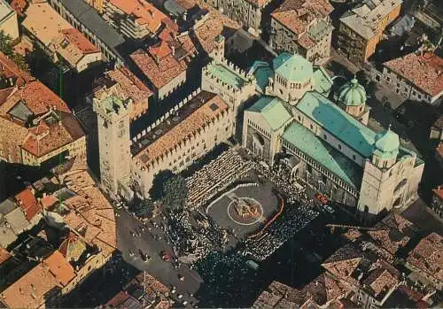 Postcard Italy Trento aerial view Mascherata dei Ciusi Gobj piazza duomo