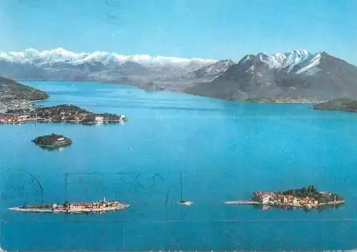 Postcard Italy Lago Maggiore Isola aerial 1968