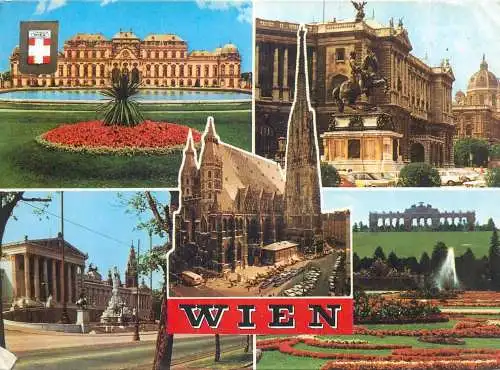 Postcard Austria Wien several views and aspects