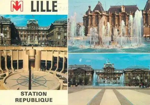 Post card France Lille Station Republique multi view
