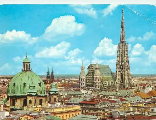 Post card Austria Wien Stephansdom cityscape panorama