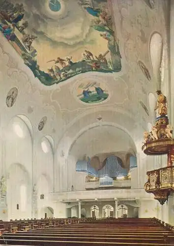 Postcard Germany Stadtpfarrkirche Lindenberg im Allgau 1962