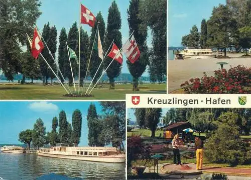Mini-golf related multi view post card Switzerland Kreuzlingen Hafen