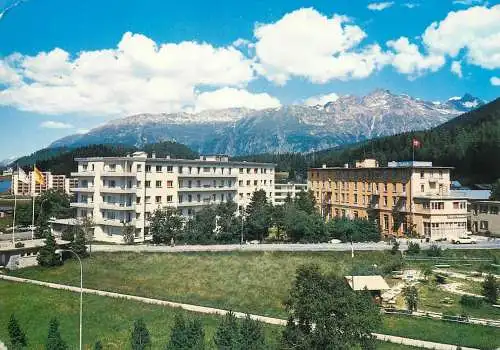 Mini-golf related post card Switzerland St Moritz Bad Laudinella Hauser