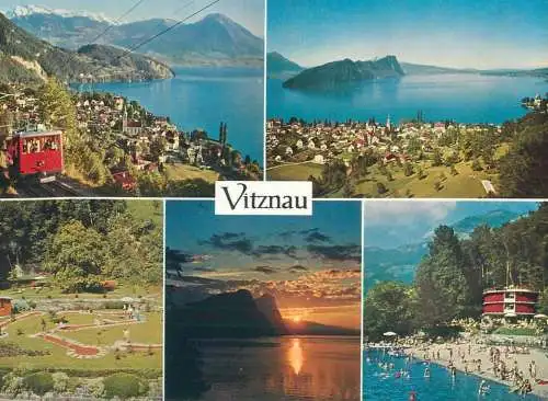 Mini-golf related multi view post card Switzerland Vitznau am Vierwaldstattersee