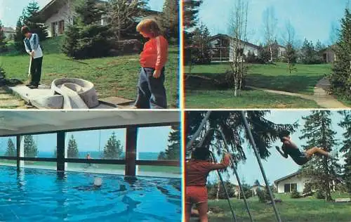 Mini-golf related multi view post card Switzerland Franches Montagnes Montfaucon