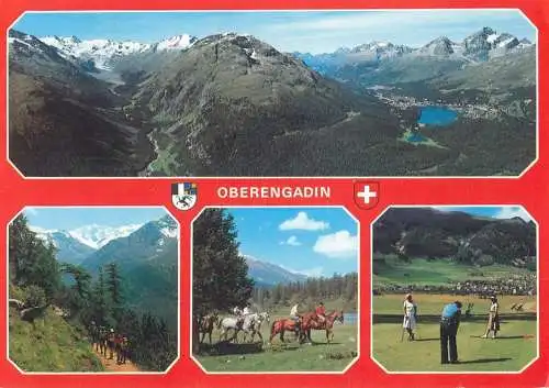 Mini-golf related multi view post card Switzerland Oberengandin